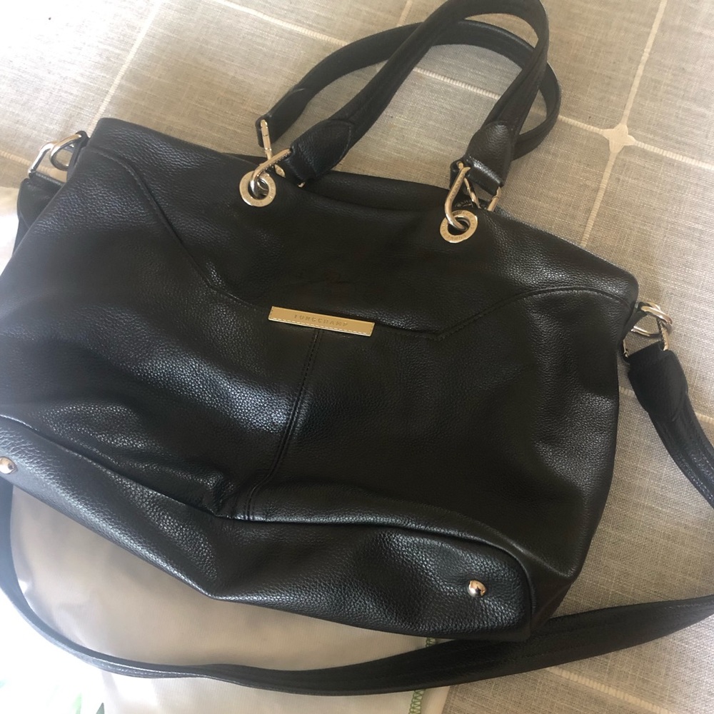 Black Longchamp Crossbody Tophandle Leather Bag Tote
